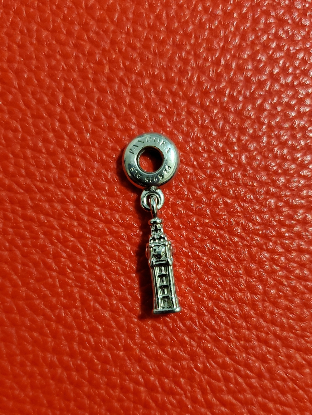 Pandora 925 Sterli G Silver Big Ben Tower Dangle Charm on Ring